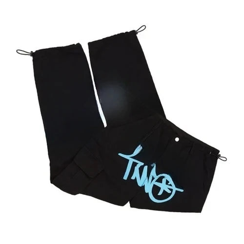 Y2K Retro Streetwear Trend Hip Hop Cargo Pant Men Women Fashion Black Casual Pants Harajuku Letter Print Loose Overalls Joggers