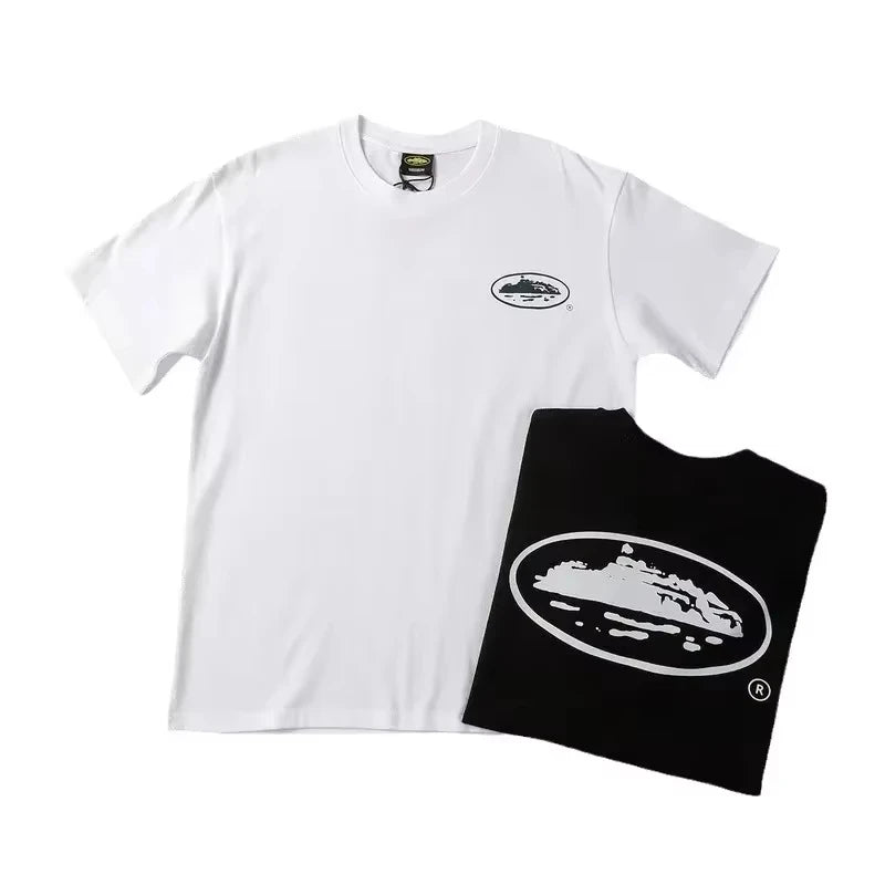 2026 Summer New Small Boat Printed Short Sleeve T-shirt Loose Round Neck Breathable Half Sleeve Casual Fashion Trend Brand