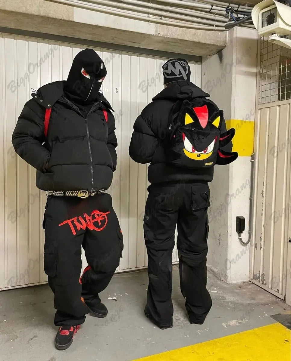 Y2K Retro Streetwear Trend Hip Hop Cargo Pant Men Women Fashion Black Casual Pants Harajuku Letter Print Loose Overalls Joggers