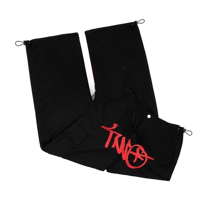 Y2K Retro Streetwear Trend Hip Hop Cargo Pant Men Women Fashion Black Casual Pants Harajuku Letter Print Loose Overalls Joggers