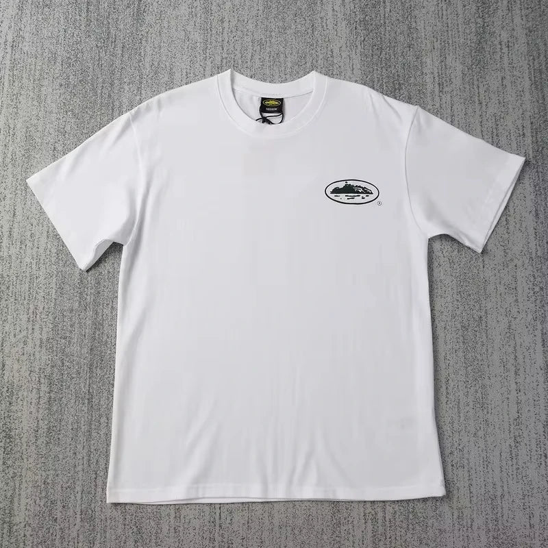 2026 Summer New Small Boat Printed Short Sleeve T-shirt Loose Round Neck Breathable Half Sleeve Casual Fashion Trend Brand
