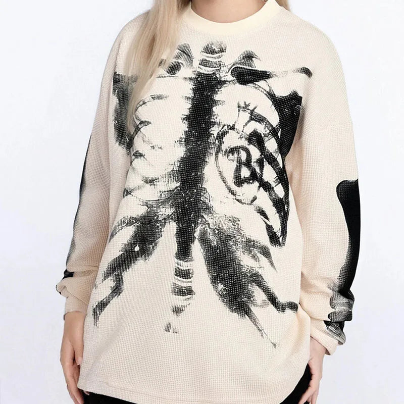 Skeleton scan knitt sweater
