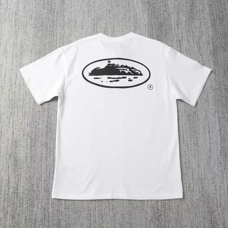 2026 Summer New Small Boat Printed Short Sleeve T-shirt Loose Round Neck Breathable Half Sleeve Casual Fashion Trend Brand